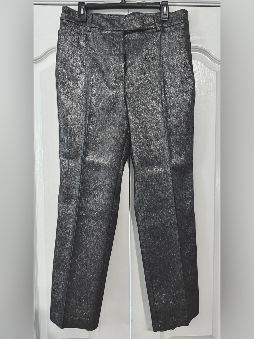LOFT Metallic Charcoal Cropped Tailored Pants - Picture 2 of 3